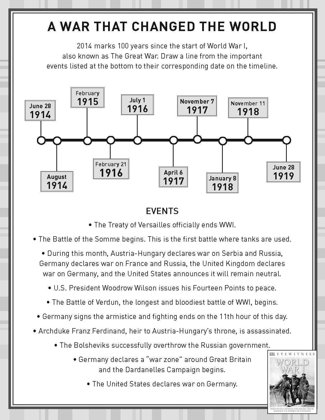 World War 1 Timeline Worksheet Guide