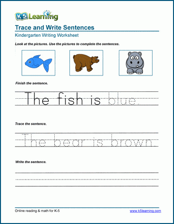 Kindergarten Sentence Writing Worksheet Fun