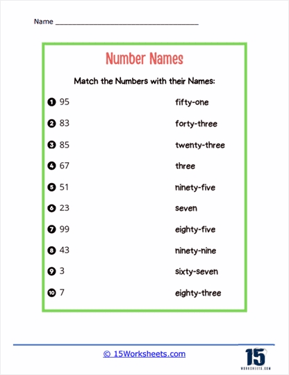 Write In Numbers Worksheet