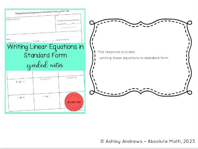 Writing Equations In Standard Form Worksheet