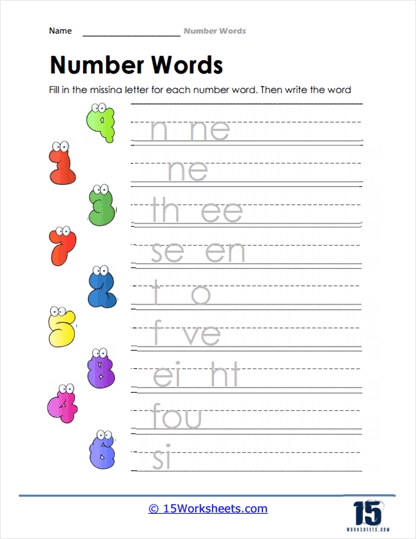 Write Numbers in Words Worksheets for Kids