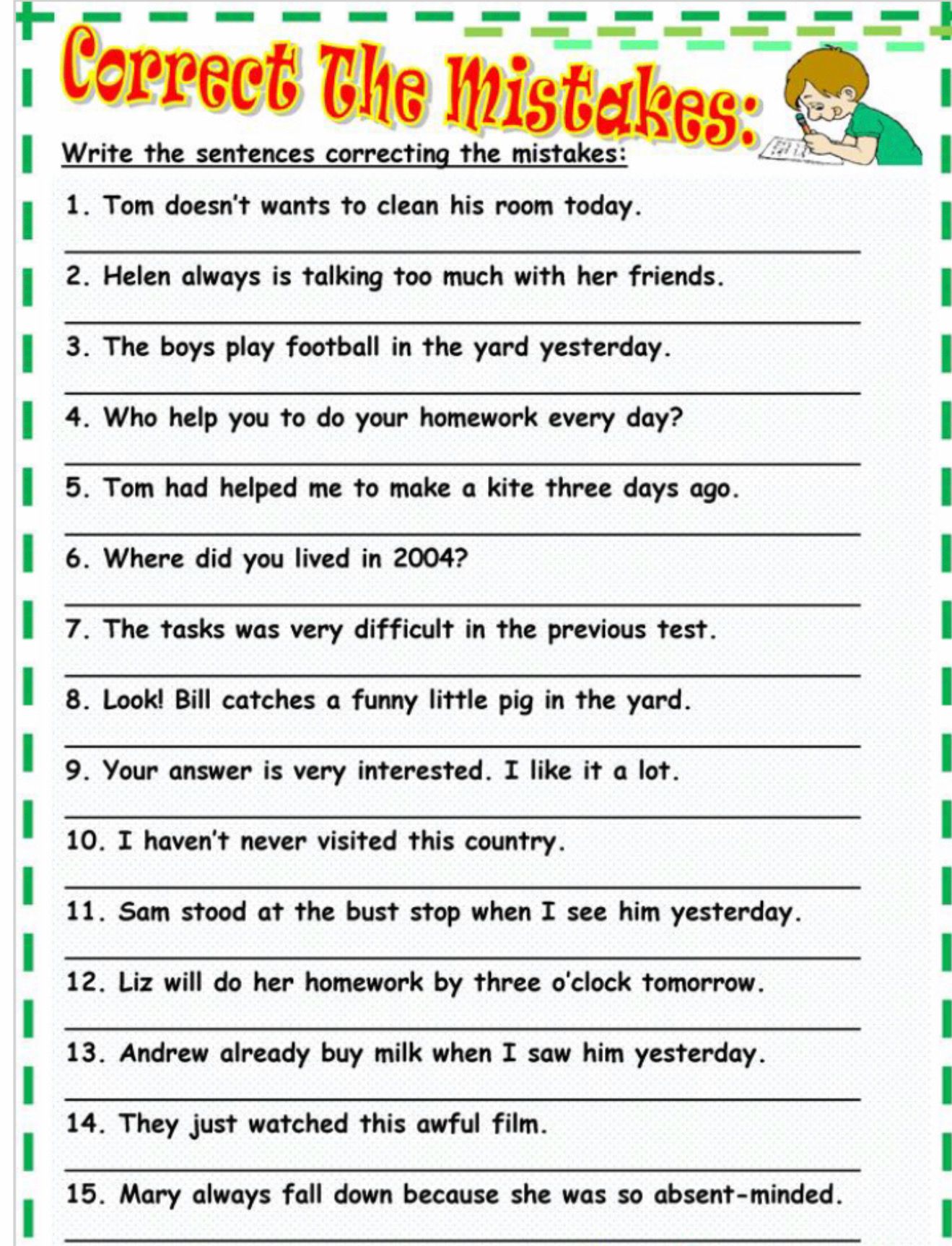 Year 7 Grammar Worksheets Pdf